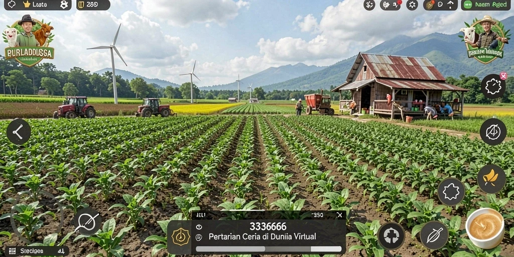 Screenshot gameplay <strong>333666</strong> menunjukkan aktivitas bertani yang seru.