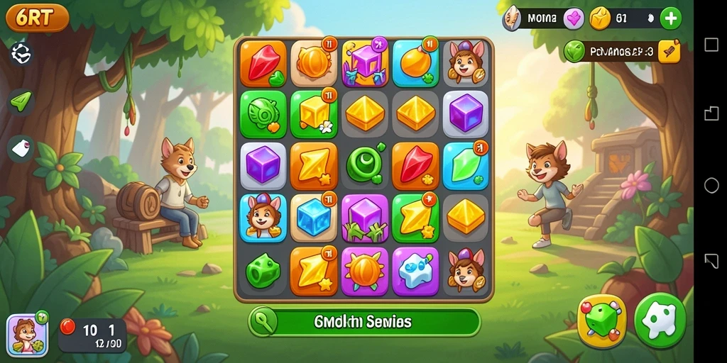 Tampilkan tampilan gameplay memikat 6RT pada Match-3.