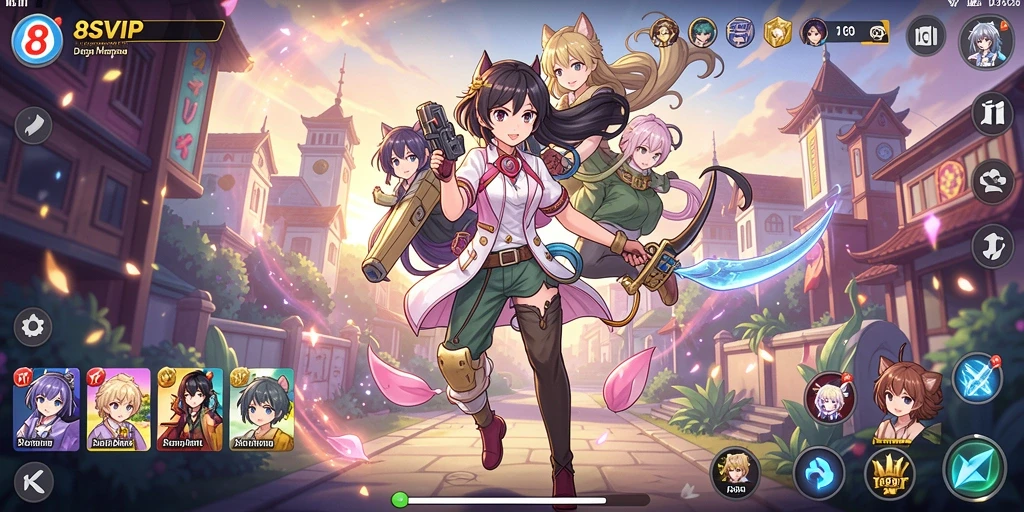 Tampilan gameplay setiap karakter dalam 8SVIP yang mengesankan.