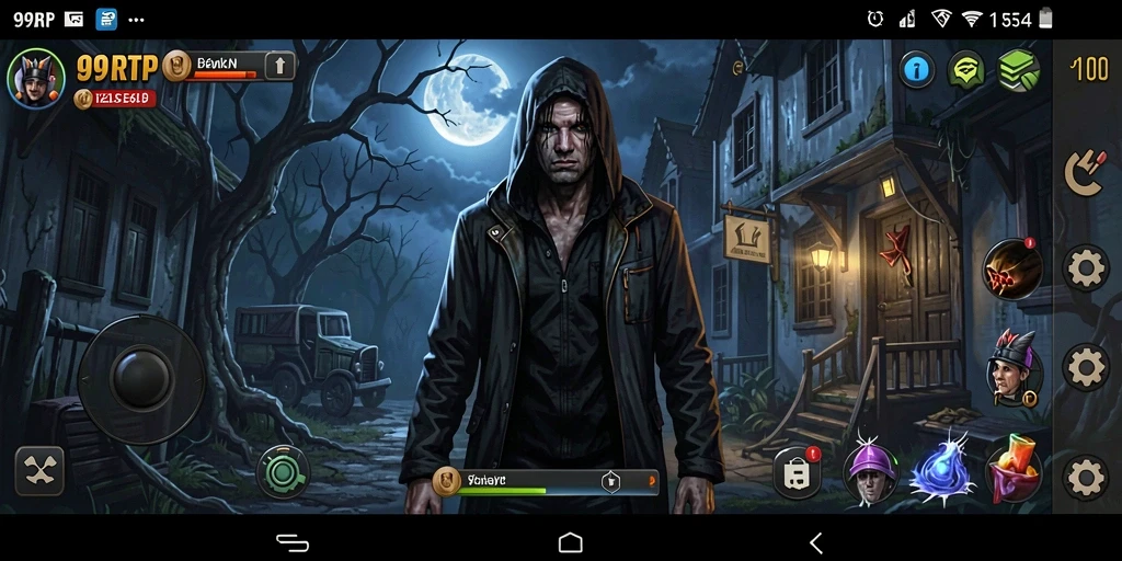 Screenshot gameplay seram dari 99RTP dengan suasana mencekam.