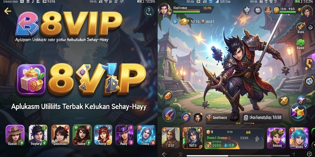 Tampilan antarmuka aplikasi B8VIP yang user-friendly untuk utilitas sehari-hari.