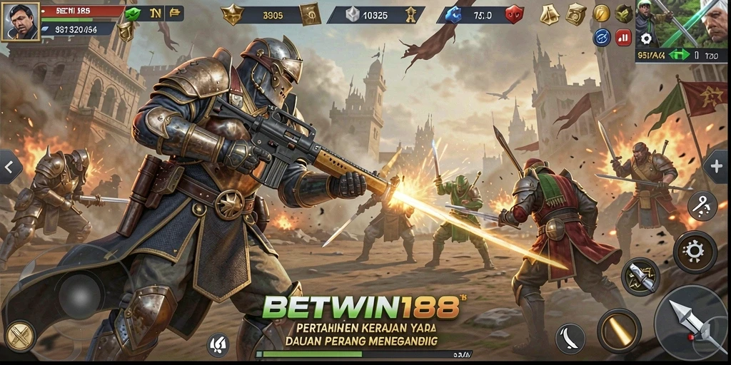 Tampak seru pertempuran di BETWIN188 dengan menara pertahanan yang strategis.