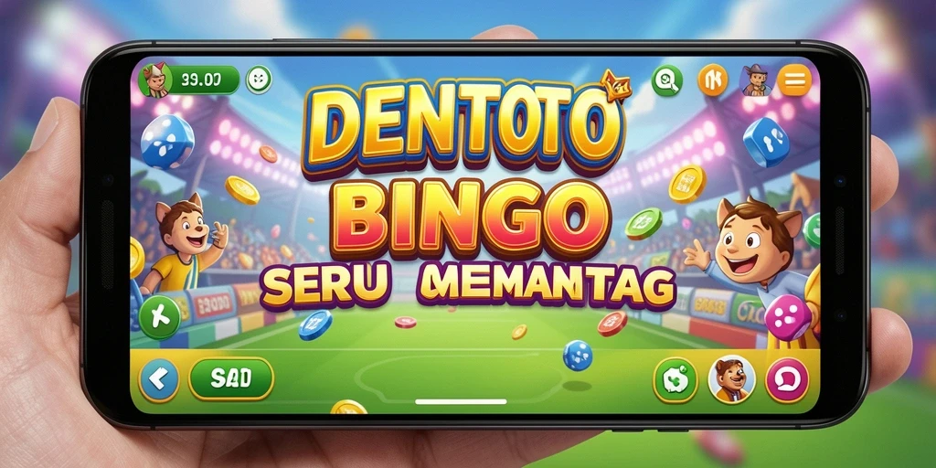 Screenshot DENTOTO menampilkan gameplay Bingo yang seru dan penuh warna.
