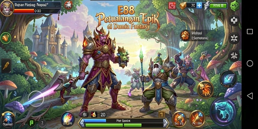 Tampilkan gameplay E88 dengan karakter dan pertarungan seru.