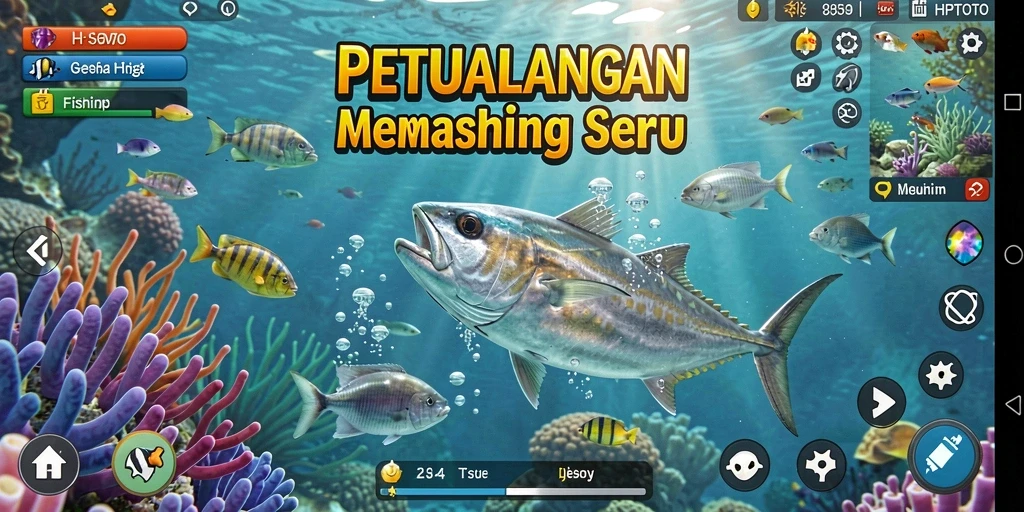 Tampilan gameplay HPTOTO dengan suasana memancing yang menakjubkan.