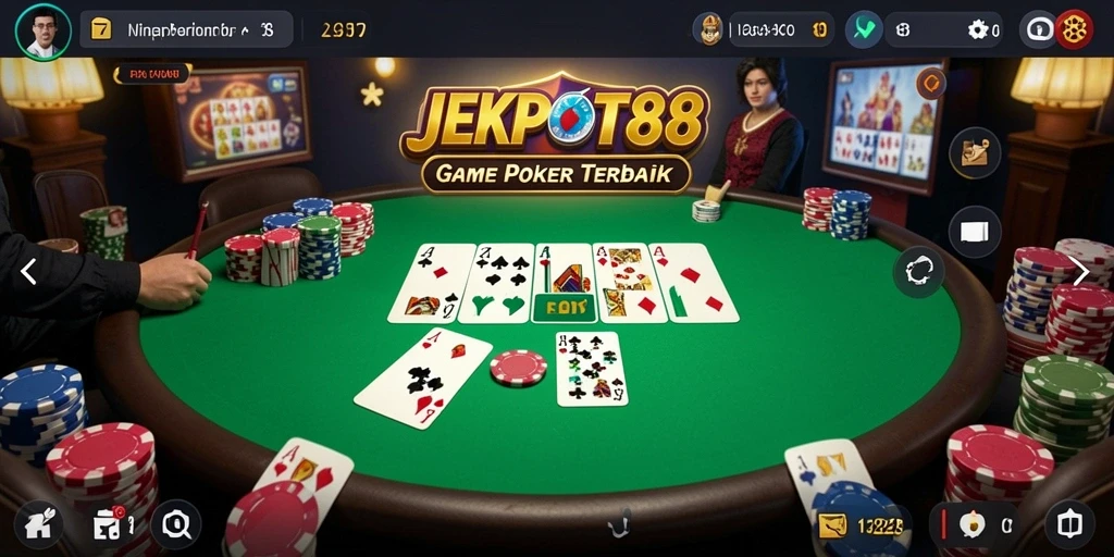 Tampilan menarik dari gameplay Poker di JEKPOT88.