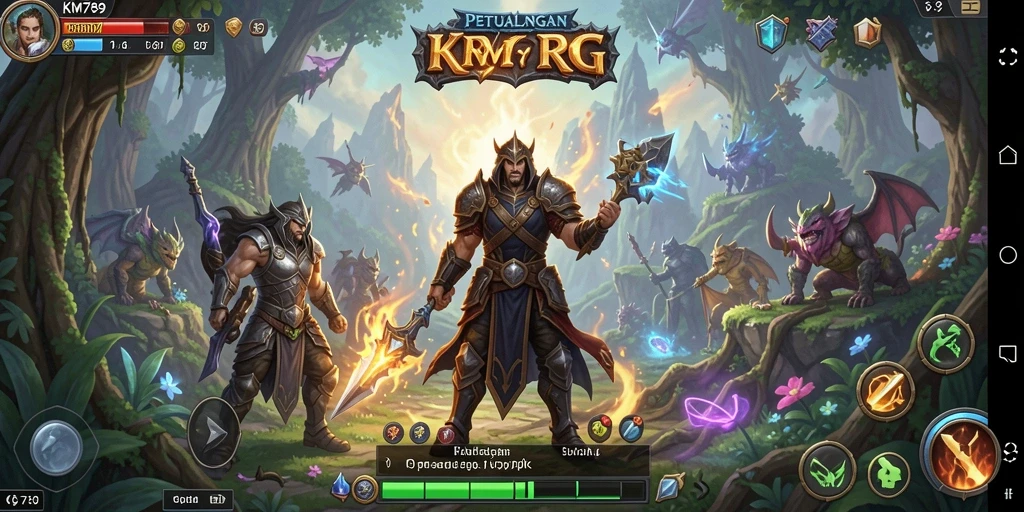 Screenshot KM789, menunjukkan aksi seru dalam pertempuran RPG.