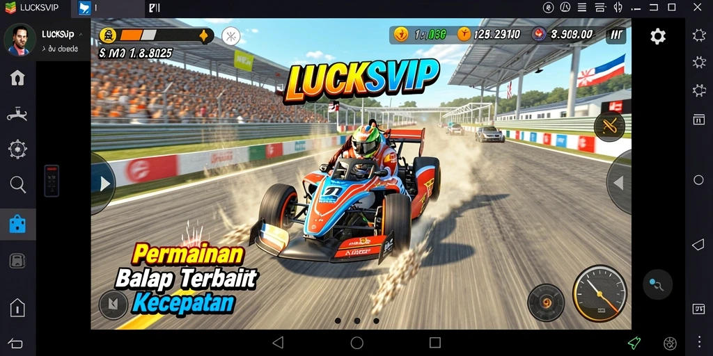 Tampilan gameplay balap yang mendebarkan di LUCKSVIP.