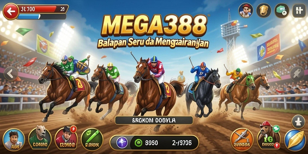 Tampilan menarik dari gameplay balapan dalam MEGA388.