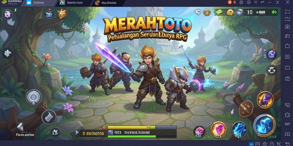 Screenshot gameplay MERAHTOTO yang menampilkan aksi pertempuran RPG yang intens.