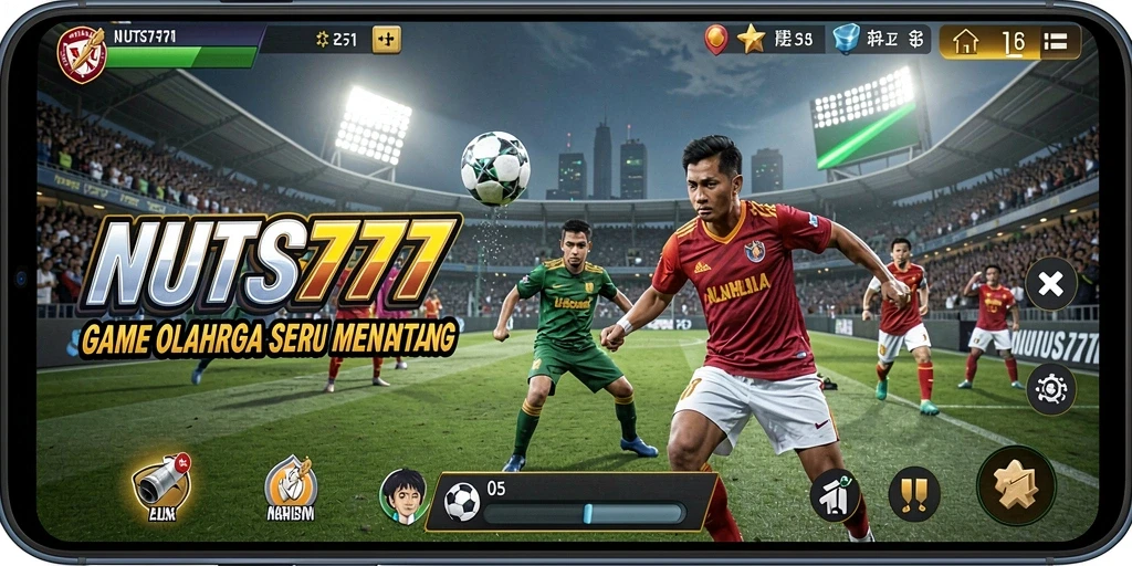 Screenshot NUTS777 menunjukkan aksi seru di lapangan olahraga.