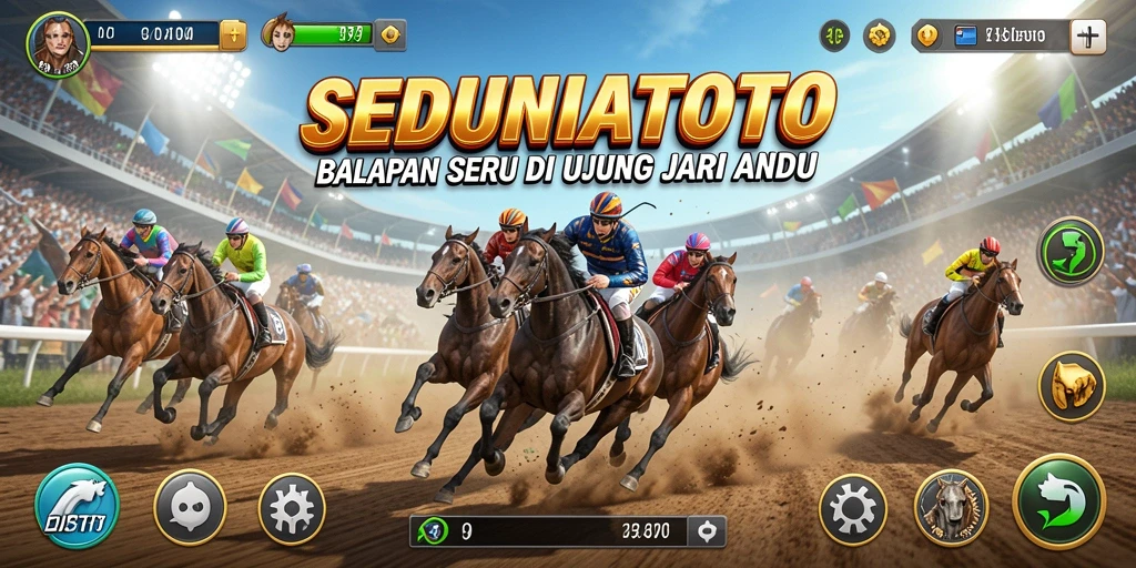 Tampilan menegangkan dari balapan di SEDUNIATOTO dengan mobil melaju cepat.