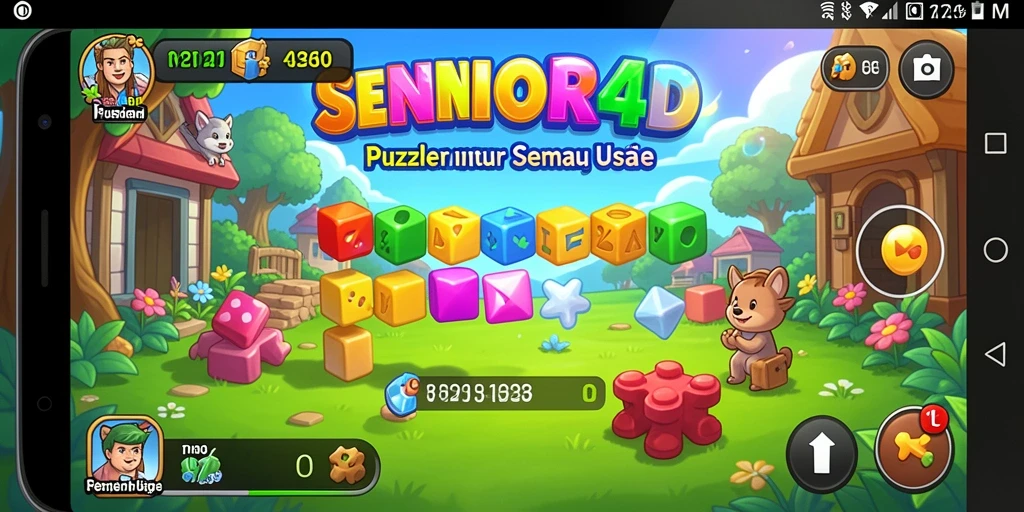 Screenshot gameplay SENIOR4D yang menampilkan tantangan puzzle yang seru.