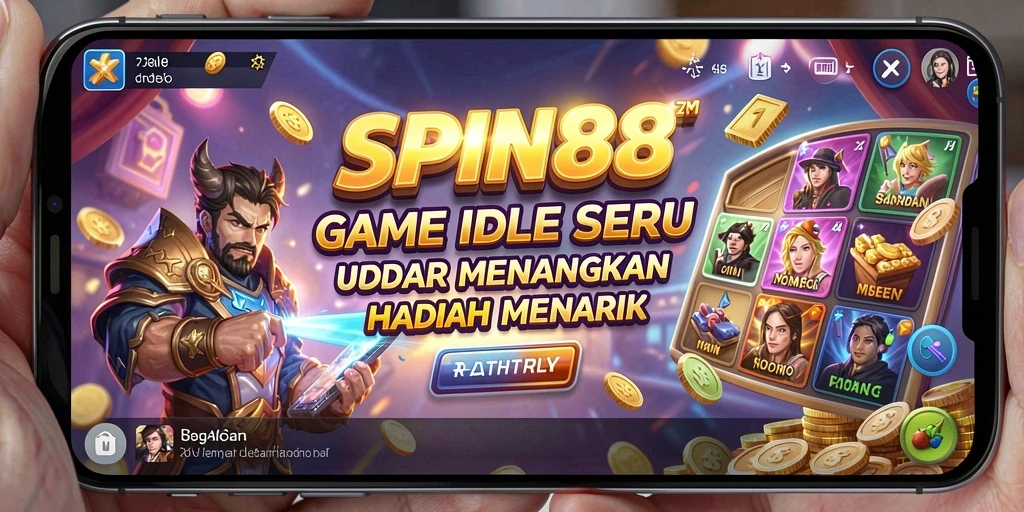 Gameplay SPIN88 yang menampilkan putaran roda keberuntungan.